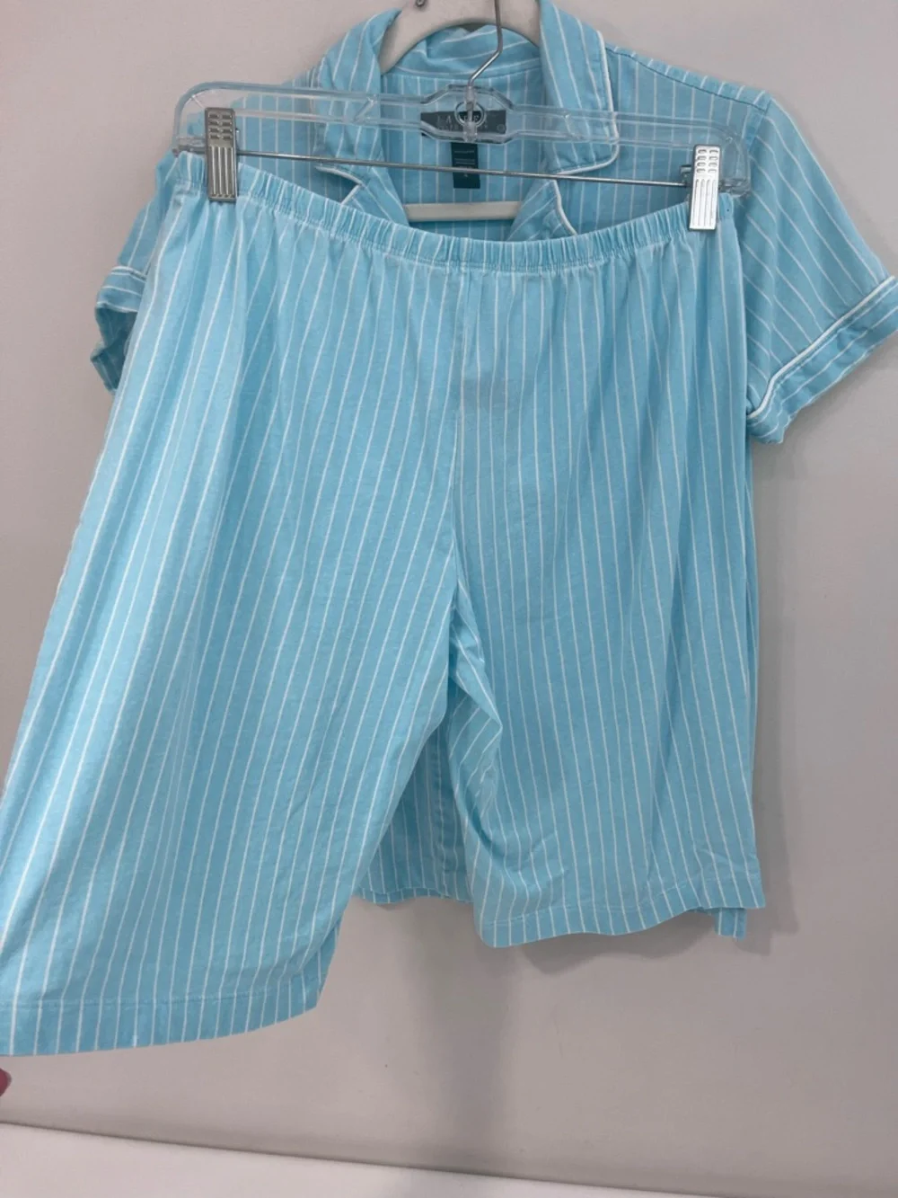 Lauren Ralph Lauren Women's Sz S 2-Pc Striped Bingham Bermuda Cotton Pajama Set